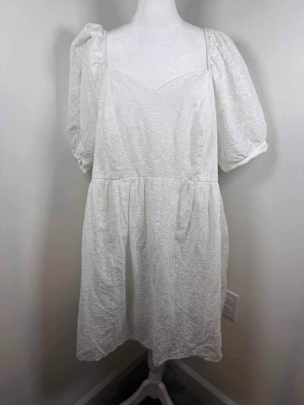 Andree By Unit Women’s 2XL XXL White Embroidered Eyelet Jacquard Dress Boho